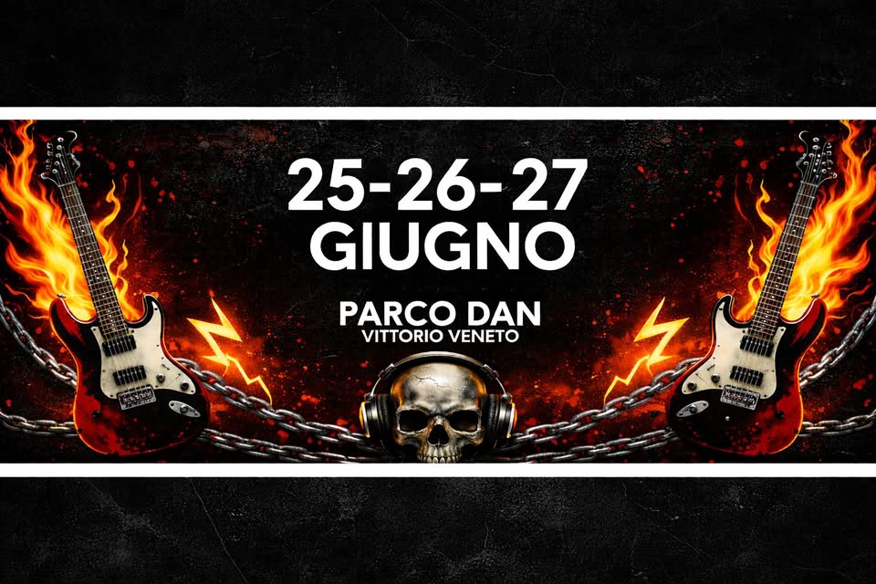 Potrebbe essere un'immagine raffigurante chitarra e il seguente testo "25-26-27 27 GIUGNO PARCO DAN VITTORIO VENETO"