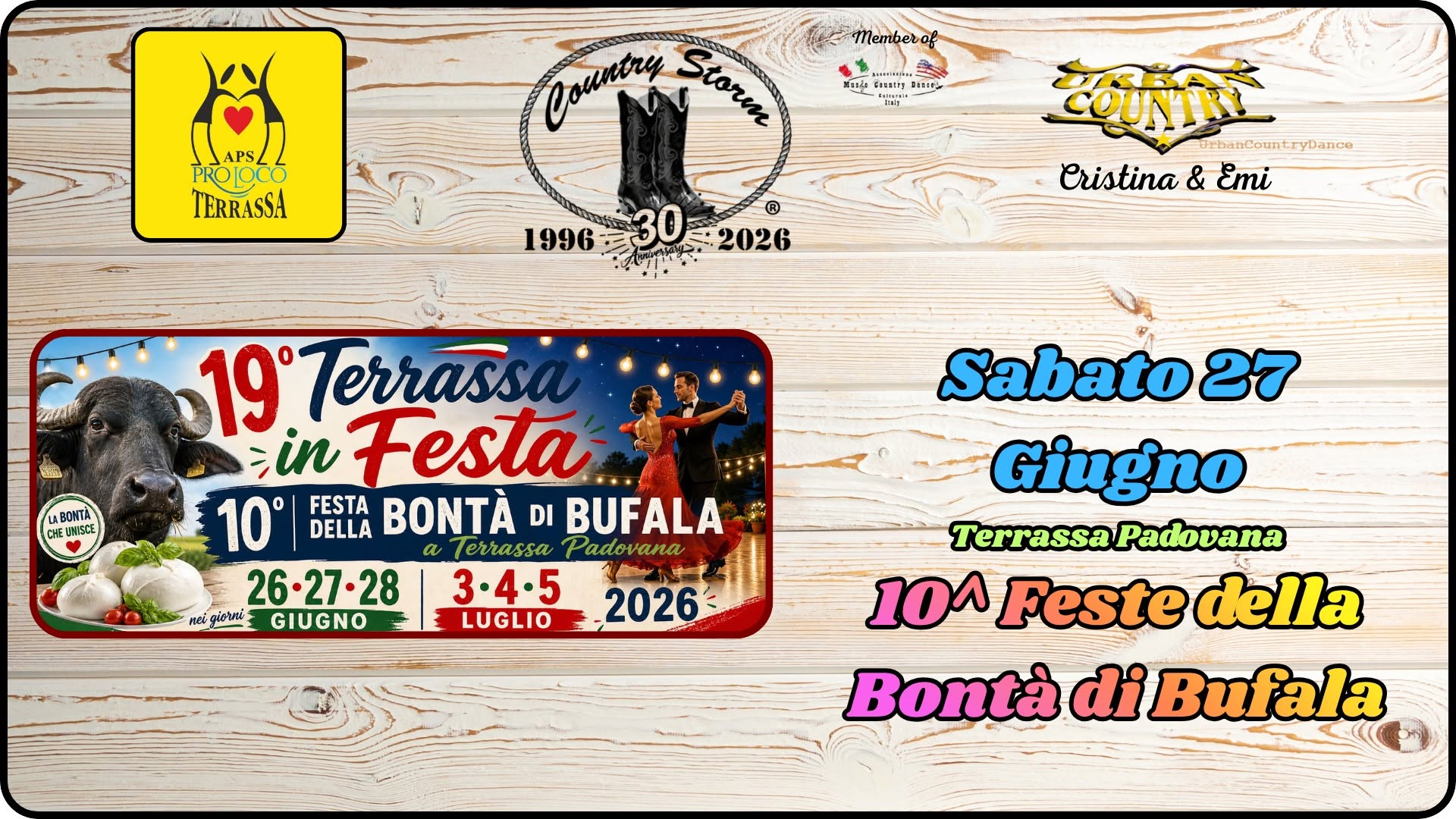 Evento 10º Festa della Bontà di Bufala a Terrassa Padovana Locandina 10º Festa della Bontà di Bufala a Terrassa Padovana - sabato 27 giugno ore 21:00 - 23:00