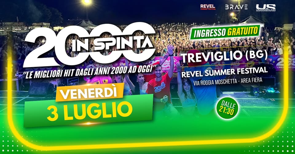 Evento 2000 in Spinta r – Treviglio (BG) Locandina 2000 in Spinta r – Treviglio (BG) - venerdì 3 luglio ore 21:30 - 23:30