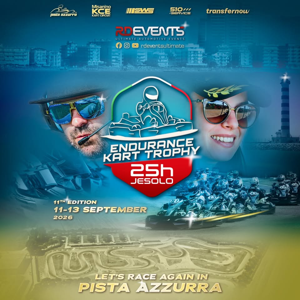 Evento 25h Jesolo – Endurance Kart Trophy 2026 Locandina 25h Jesolo – Endurance Kart Trophy 2026 - da venerdì 11 settembre - domenica 13 settembre 2026 ore 13:00 ore 14:30