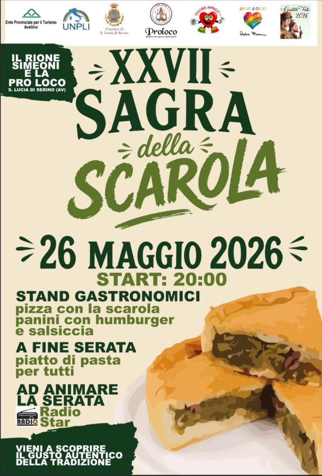 Evento 27a Sagra della Scarola Locandina 27a Sagra della Scarola - martedì 26 maggio ore 16:00 - 18:00