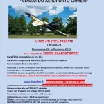 3^ ediz. Corri in Aeroporto Potrebbe essere un'immagine raffigurante il seguente testo "TRECATE AERONAUTICA MILITARE "COMANDO AEROPORTO CAMERI" La Km L'ASD ATLETICA TRECATE ORGANIZZA Domenica 20 settembre Edizione di: "CORRI IN AEROPORTO" Gara FIDAL competitiva km 10.1 Non competitiva (con certificato medico) Camminata ludico motoria km 5 Partenza arrivo all'interno dell'aeroporto militare di Cameri con custodia borse Autorizzats FIDALn stradia/ 2026 ISCRIZIONI: gara competitiva NON competitivae camminata SOLO sul portale irunning: POSSIBIBILE ATLETA, INSERENDO DATI SUL PORTALE NIENTE ISCRIZIONI www.irunning.it ISCRIZION COMPETITIVAC NON COMPETITIVA: del17 settembre (10+11" ) o GIORNO settembre GARA 00-dal 11 fino PARTENZA GARA CAMMINATORI Premiazioni: primi 9:00 Stotale seguire Belinzago 2B062 prime (N아) come categaria FIDAL: over"