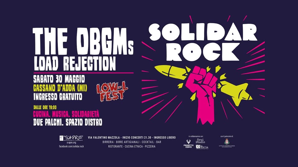 Evento 30/05 – The OBGMs Load Rejection – Solidar Rock 2026 Locandina 30/05 – The OBGMs Load Rejection – Solidar Rock 2026 - domenica 31 maggio ore 19:00 - 00:00