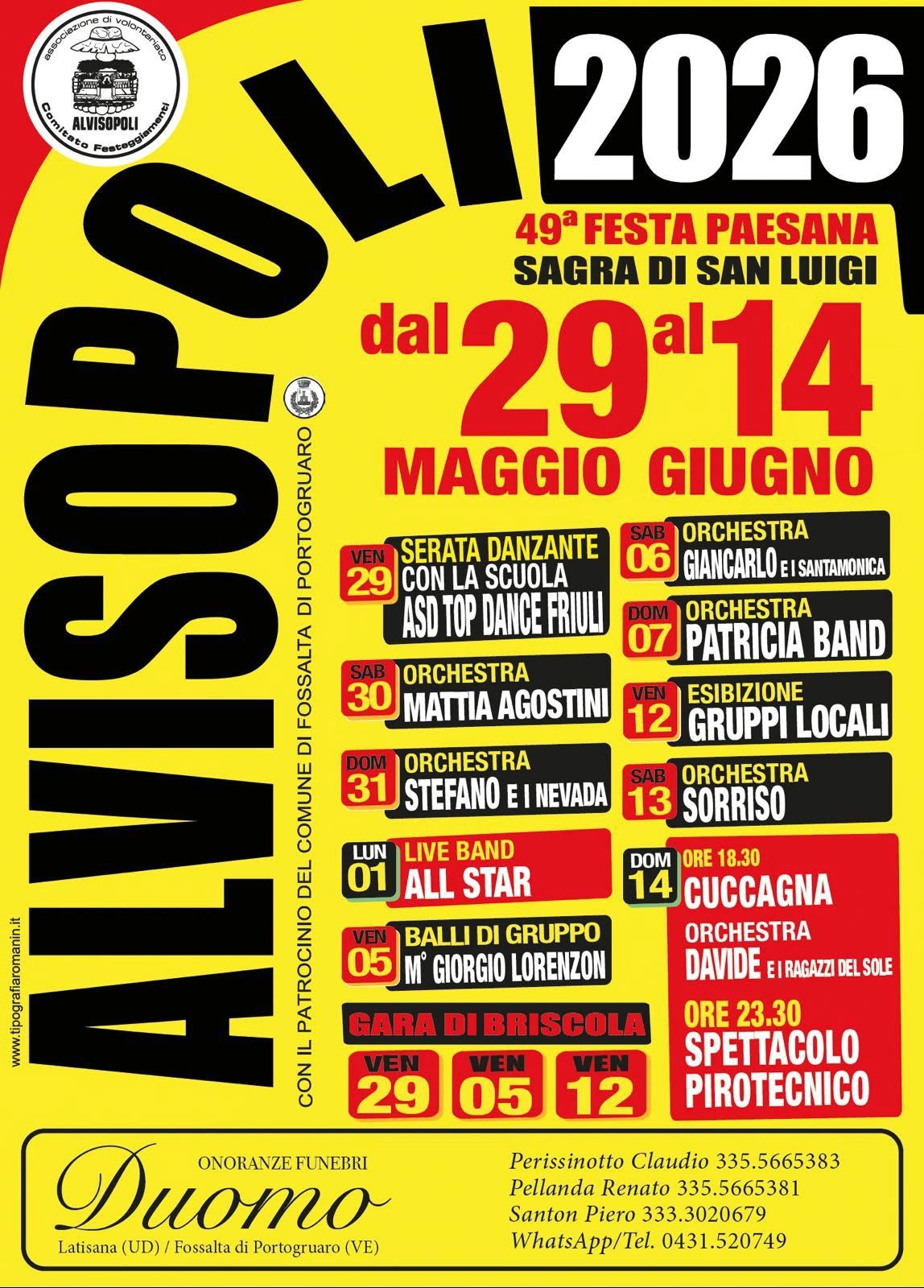 Evento 49a Sagra di San Luigi in Alvisopoli Locandina 49a Sagra di San Luigi in Alvisopoli - sabato 13 giugno ore 18:30 - 20:30