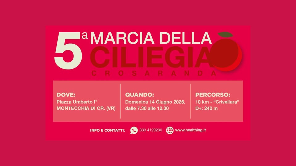 Evento 5º Marcia della Ciliegia – Montecchia di Crosara (VR) Locandina 5º Marcia della Ciliegia – Montecchia di Crosara (VR) - domenica 14 giugno ore 07:00 - 12:00