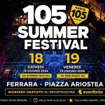 50° COMPLEANNO RADIO 105 Potrebbe essere un'immagine raffigurante folla e il seguente testo "ኡሲላላ FERRARA SUMMER festival 105 105 RADIO NETWORK SUMMER FESTIVAL 18 19 GIOVEDÌ VENERDI 18 GIUGNO 8GIUGNO2026 2026 19 GIUGNO 2026 105 SUMMER FESTIVAL 50 ANNI RADIO 105 FERRARA INGRESSO GRATUITO SU REGISTRAZIONE CAPI CAPIENZA18.000PERSONE ENZA 18. 000 PERSONE PIAZZA ARIOSTEA DALLE 18:00 ALLE 00:00 eventbrite DUE CRANDI SERATE UN'UNICA DUEGRANDISERATE-UNUNICAENERGIA ENERCIA"