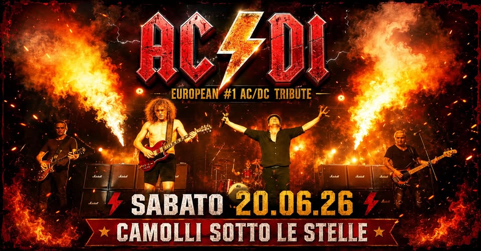 Evento acidi cover band AC – DC – 20/06/26 – Camolli sotto le Stelle Locandina acidi cover band AC – DC – 20/06/26 – Camolli sotto le Stelle - sabato 20 giugno ore 21:00 - 23:00