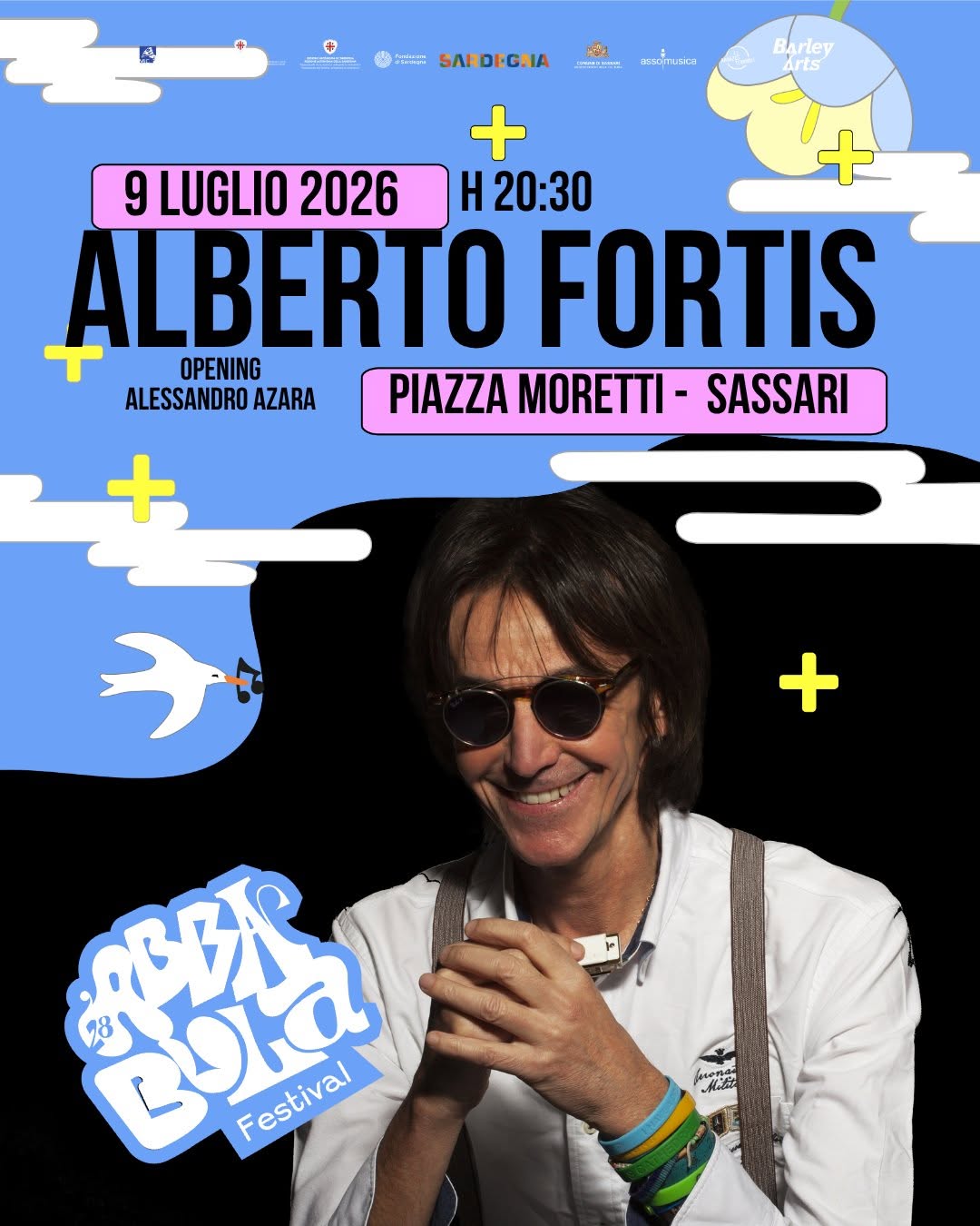 Evento Alberto Fortis – Live Abbabula 2026 Locandina Alberto Fortis – Live Abbabula 2026 - giovedì 9 luglio ore 20:30 - 22:30