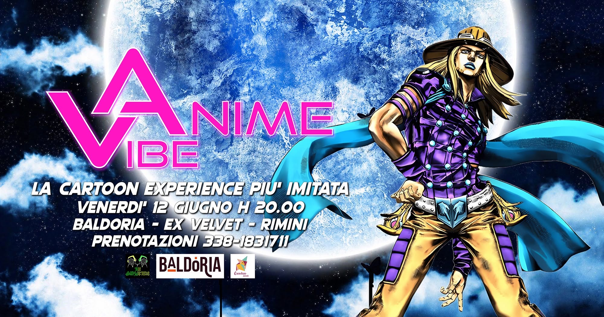 Evento Anime Vibe – Baldoria di Rimini Locandina Anime Vibe – Baldoria di Rimini - venerdì 12 giugno ore 20:00 - 03:30