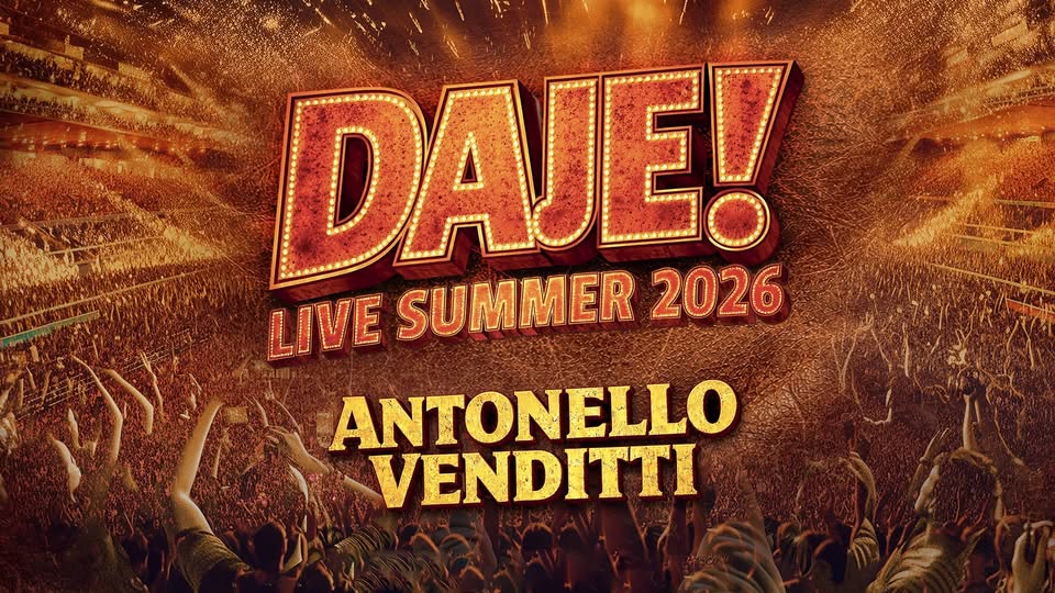 Evento Antonello Venditti “DAJE! LIVE SUMMER 2026” Arena Bianca (Foro Boario) – Ostuni Locandina Antonello Venditti “DAJE! LIVE SUMMER 2026” Arena Bianca (Foro Boario) – Ostuni - domenica 30 agosto ore 21:00 - 23:00
