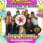 BANDABARDO’ | Empoli Potrebbe essere un'immagine raffigurante il seguente testo "አስሱ Sinteaivin FESTIVAL JUMP FOOD FESTIVAL JuMP MERCOLEDI 10 GIUGNO EMPOLI bandabardo bandal bardò banda 2001 25 ANNI 2026 INGRESSO GRATUITO PARCO DI SERRAVALLE BANDABARDÒ OPENING CENTHERBE SETE utodemolizioni LEPORATTI ChiantiBanca ば PER INFORMAZIONI 334 809 2835"