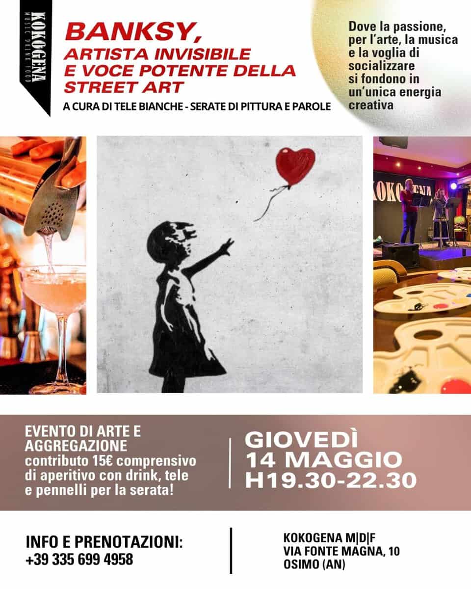 Evento Bansky – aperitivo con l’arte Locandina Bansky – aperitivo con l’arte - giovedì 14 maggio ore 19:30 - 21:30