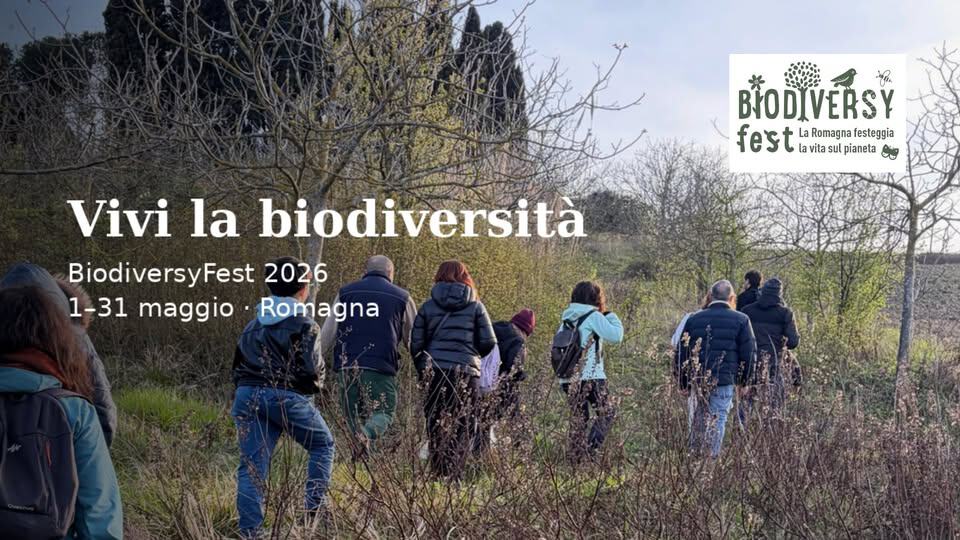 👉 BiodiversyFest 2026 | Vivi la biodiversità in Romagna (1–31 maggio) Potrebbe essere un'immagine raffigurante il seguente testo "BIODIVERSY VERSY BOD fest la vi La festan Romagnafesteggia Romagna festeggia vita as sul pianeta ሳ Vivi la biodiversità BiodiversyFest 2026 1-31 maggio Romagna"