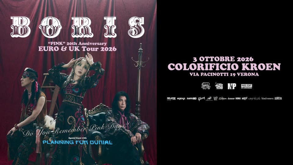 Evento BORIS live al Colorificio Kroen Locandina BORIS live al Colorificio Kroen - sabato 3 ottobre ore 21:00 - 23:00