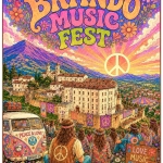 Brando Music Fest Potrebbe essere un'immagine raffigurante il seguente testo "BRANDO #MUSIC FEST O paromp PEACE&LOVE PEACE &LOVE LO BRANDO69 LOVE MUSIC FREEDOM"