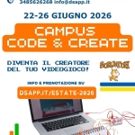 Campus Code & Create 8/16 anni Potrebbe essere un contenuto grafico raffigurante testo