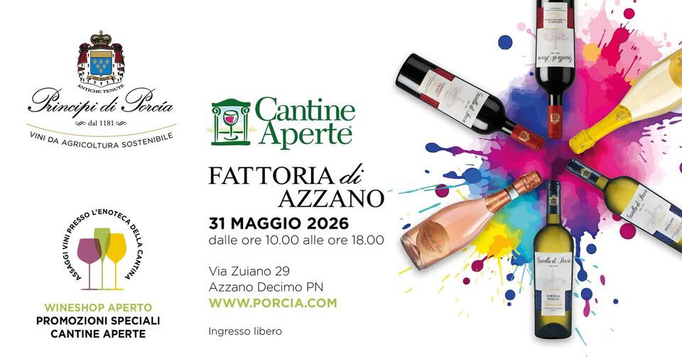 Cantine Aperte 2026 Potrebbe essere un contenuto grafico raffigurante champagne e testo