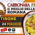 CARBONARA FESTIVAL MONTIRONE Potrebbe essere un'immagine raffigurante pasta e il seguente testo "ጠበበቢና CARBONARA FESTIVAL IL MEGLIO DELLA CUCINA ROMANA MONTIRONE PIAZZA MANZONI 21.22.23.2 21 21.22 23• 24 MAGGIO Glovedì 18.00/23.00 Venerdì 11.30 11.30/23.30 23.30 Sabato 11.30 23.30 Domenica 11.30 22.00 MUSICA POPOLARE ROMANA LIVE IVESHOW SHOW INCRESSO GRATUITO Follow f CARBONARA FESTIVAL"