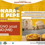 Carbonara VS Cacio e Pepe & Cucina Romana Festival 2026 | Seregno (MB) Potrebbe essere un'immagine raffigurante pasta e il seguente testo "INOCCASIONE SEREGNO SPORT WEEK 2026 CACiO ACIO ARBONARA yS E PEPE CUCINA ROMANA FESTIVAL BYEUTAICAMONAMCEERZOAEROO SPECIALTÄENOGATRONOMICHE SERVIZIO BARE RERISTORAZIONE! 雪 EVENTEATTIVTADELLASEREGNO EVENTI SPORT SPORTWEEK WEEK 沙 AREA RELAX CONTA CONTAVOLI 雪 BIRRESELEZIONATE BIRRES 営 INGRESSO GRATUITO 5-6-7 GIUGNO 2026 SEREGNO (MB) Piazza Risorgimento SEERT SROAT วิ์เจ้วิตรุณ 대시치회 ORARI: Vomerdi dalle .18:00, Domenicadal dalleH.11:00p sutto ilgiorno aperitivo, peanzo cona)"