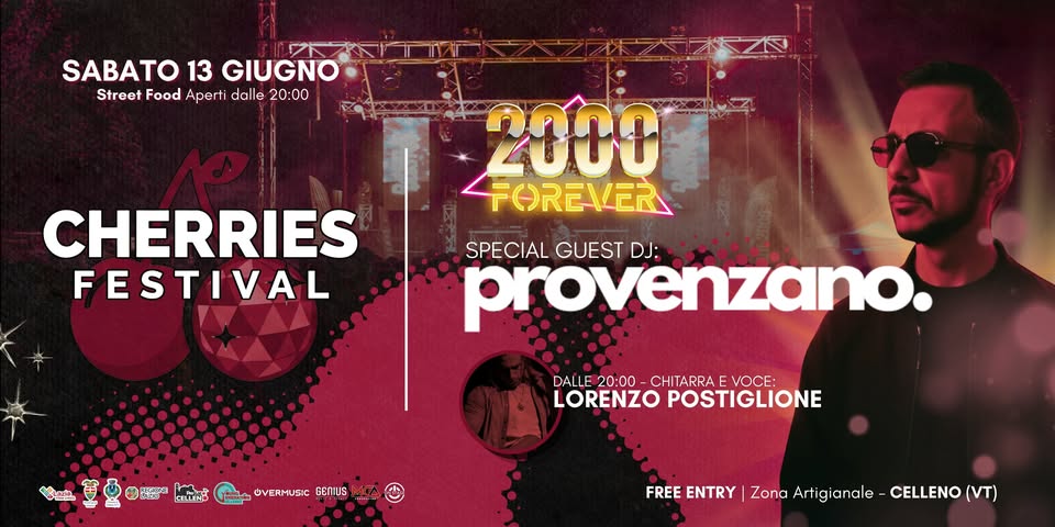 Evento Cherries Festival 2026 Locandina Cherries Festival 2026 - sabato 13 giugno ore 19:30 - 04:30