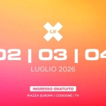CJF Music Festival 2026 Potrebbe essere un'immagine raffigurante il seguente testo "CJF CJF 02|03|04 I 02 I 03 04 LUGLIO 2026 INGRESSO GRATUITO PIAZZA EUROPA CODOGNÈ t"