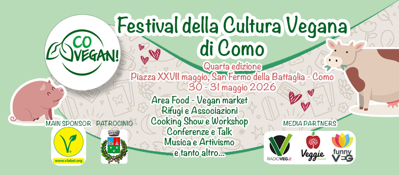 Evento Co Vegan Festival 2026 Locandina Co Vegan Festival 2026 - da sabato 30 maggio - domenica 31 maggio 2026 ore 10:00 ore 19:30