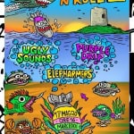 Cociua N’Roll Vol.2 | Ugly Sounds – Elepharmers – Purple Drip Potrebbe essere un disegno raffigurante il seguente testo "،٢ ち COCIUA N'ROLL COCIUA2 2 PURPLE UGLY SOUNOS ELEPHARMERS صسه -RIY 17MAGGIO ORE16 MARCEDDI SAMERA"
