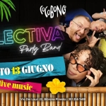 🎙️COLLECTIVA PARTY BAND⚡// SABATO 13 GIUGNO Potrebbe essere un contenuto grafico raffigurante testo