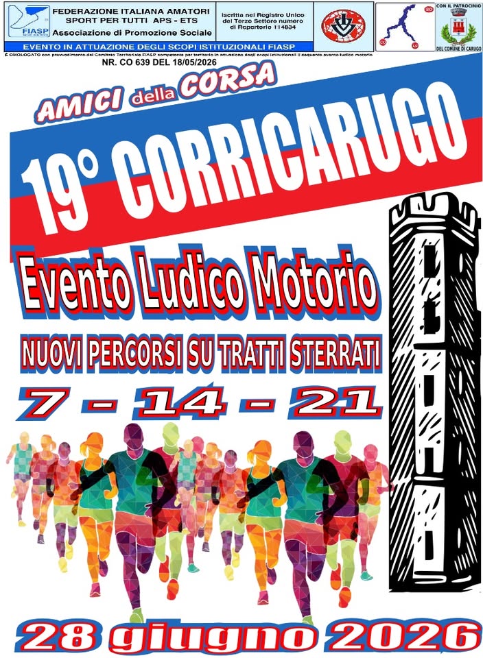 Evento CorriCarugo Locandina CorriCarugo - domenica 28 giugno ore 07:30 - 09:00