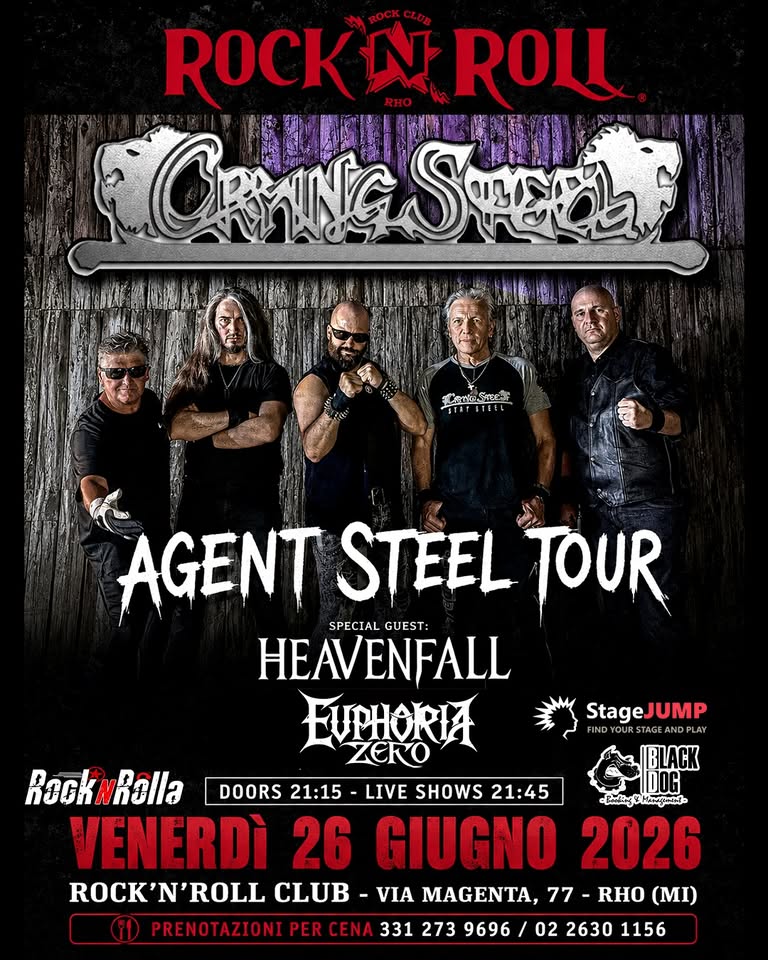 Evento CRYING STEEL guest Heavenfall live – Rock’n’Roll Club, RHO! Locandina CRYING STEEL guest Heavenfall live – Rock’n’Roll Club, RHO! - venerdì 26 giugno ore 21:15 - 23:15