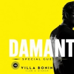 Cuore Matto w/ Damante @VillaBonin Potrebbe essere un'immagine raffigurante il seguente testo "CUORE MATTO SINCE 2002 VENERDÌ 19 GIUGNO VB DAMANTE SPECIAL GUEST- GUE VILLA BONIN CLUB& CLUB&DINNER & DINNER"