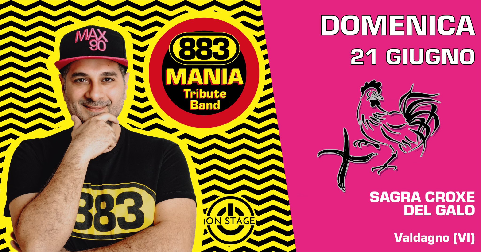 Evento Dom 21 Giu Valdagno (Vi) 883 Mania Live Locandina Dom 21 Giu Valdagno (Vi) 883 Mania Live - domenica 21 giugno ore 21:30 - 23:30