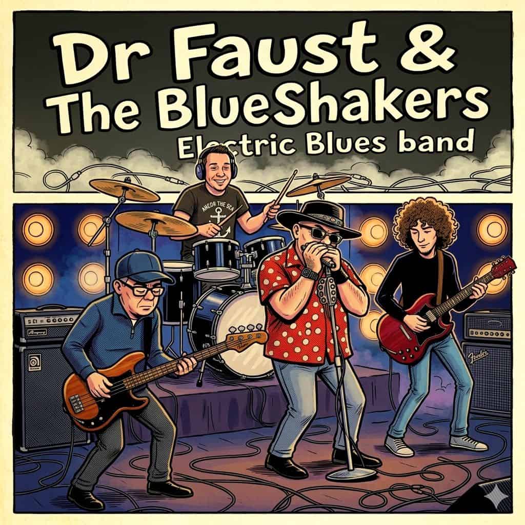 Dr Faust & The BlueShakers‼️ Potrebbe essere un'immagine raffigurante testo