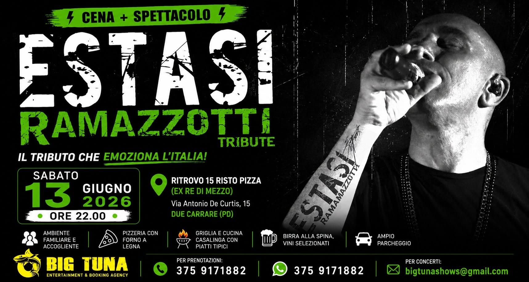 Evento Estasi – Eros Ramazzotti Tribute Live@Ritrovo 15, Due Carrare (Pd) Locandina Estasi – Eros Ramazzotti Tribute Live@Ritrovo 15, Due Carrare (Pd) - sabato 13 giugno ore 22:00 - 00:00