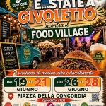 E…STATE A GIVOLETTO 1° weekend Potrebbe essere un'immagine raffigurante il seguente testo "Organizzato da ۱٠٬،- 은수가의 GIVOLETTO PROLOCO MENU •BURGER •PULLEDPORX •PULLED POFK •PATATINE +PANINI FRITTI -DOLCI 9^ EDIZIONE STATEA FIERENT GIVOLETTO incontra il FOOD VILLAGE STREET FOOD FOOD TRUCK 形 BIRRA ARTIGIANALE 森 2 weekend di musica, cibo e divertimento DAL 19 AL 21 DAL 26 AL 28 GIUGNO GIUGNO PIAZZA DELLA CONCORDIA Givoletto (TO) MUSICA STREET FOOD BIRRA ARTIGIANALE 캠스 FOOD TRUCK Tutte le sere DALLE ORE 18 Canil soslegna di CONSIGLIO REGIONALE DEL PIEMONTE INTRATTENIMENTO PER ECAeHИ INGRESSO LIBERO E GRATUITO In ccllaborazione con on"