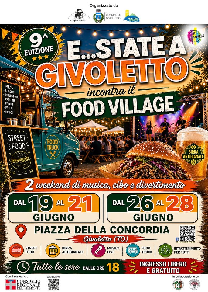 Evento E…state A Givoletto 2° Weekend Locandina E…state A Givoletto 2° Weekend - da venerdì 26 giugno - domenica 28 giugno 2026 ore 19:00 ore 23:00