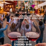 Festa dei Sapori Curiosi diventa i Sapori Divini 2026 Potrebbe essere un'immagine raffigurante il seguente testo "CASALECCHIO INSICHE รั Comune di Casalecchio di Reno Casalecchio Colline tra Bolognae Modena DEI SAPORI CURLOS SI CURI SAPORI presenta DI DIIN.I INI PIAZZA DEL POPOLO CASALECCHIO DI RENO (BO) Venerdì 5 Sabato 6 Domenica 7 GIUGNO 2026 TIAA ΑΓΑ rAP PARTE DIA MENT cbl FRESCA VAT CARTE ONE ESTIVO DEL COMUNCE CASALECC O RENO COORD NATOL DAL ALSO RVIZK CASALECCHO DELLE CULTURE www.cosolechioinisemeprolooo"