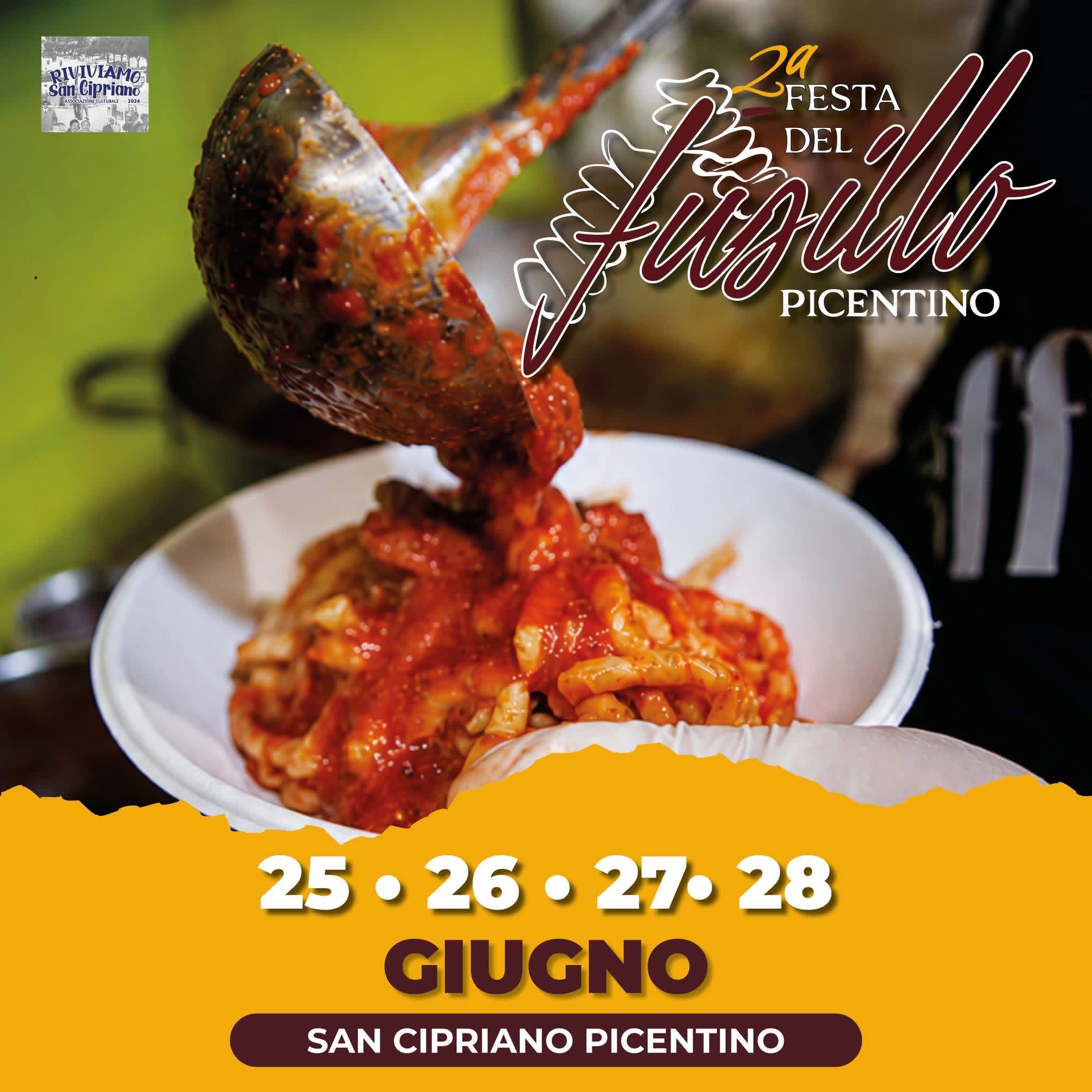 Evento Festa del Fusillo Picentino Locandina Festa del Fusillo Picentino - da giovedì 25 giugno - domenica 28 giugno 2026 ore 18:00 ore 23:00