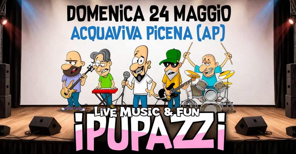 FESTA SANTA RITA DA CASCIA – ACQUAVIVA PICENA (AP) Potrebbe essere un'immagine raffigurante altoparlante e il seguente testo "DOMENICA 24 MAGGIO ACQUAVIVA PiCENA (AP) ¡PUPAZZi & FUN LiVE MUSIC"