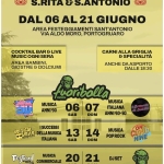 Festeggiamenti Santa Rita e Sant’Antonio Potrebbe essere un'immagine raffigurante il seguente testo "FESTEGGIAMENTI S.RITA & S.ANTONIO DALO 06 AL 21 GIUGNO AREA FESTEGGIAMENTI SANT'ANTONIO VIA ALDO MORO, PORTOGRUARO COCKTAIL BAR COCKTAILBAR&LIVE & &LIVE MUSIC OGNI MUSICOGNISERA SERA AREA BAMBINI, GIOSTRE & DOLCIUMI CARNI ALLA GRIGLIA SPECIALITÀ ANCHE DA ASPORTO DALLE 18:30 s0 fuoribolla CHIOSCO MUSICA MUSICA ITALIANA ANNI'90 0607 SAB 06 07 DOM ANNI ANNI'60-80 '60-80 Pronel 電Sabbln verTiCaL smile DELLAMUSICA 13 ISUCCESSI 14 ITALIANA SAB DOM MUSICA POPROCK CLOUD ON NINE FESTon! COMMERCIALE 20 MUSICA 21 SAB DOM DJSET"