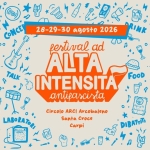 Festival ad Alta intensità Antifascista 2026 Potrebbe essere un disegno raffigurante il seguente testo "DRINK CONCE RINK CONCERTI FooD ۲ TALK ስ 28-29-30 agosto 2026 pertival stival ad ALTA INTENSITA antipascirta circolo ARCI Arcobaleno Santa Croce Carpi FOOD ٢ TALK Rayurgita gite Matfosciala DIBATTIT LABORATONI にい Rguzite (Aafascaby DIBATTITI LABORATOH ...."