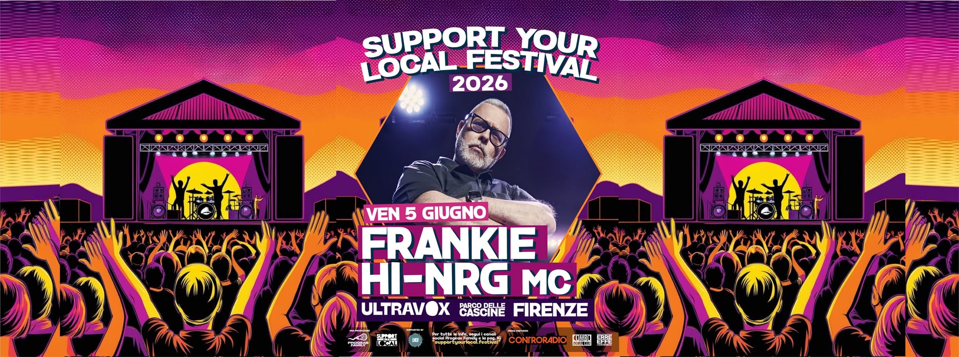 Evento Frankie Hi Nrg – Support Your Local Festival 2026 – Firenze Locandina Frankie Hi Nrg – Support Your Local Festival 2026 – Firenze - venerdì 5 giugno ore 20:00 - 00:00