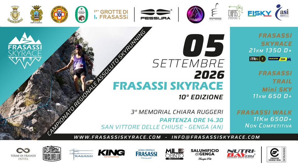 Evento Frasassi SkyRace 2026 Locandina Frasassi SkyRace 2026 - sabato 5 settembre ore 14:00 - 16:00