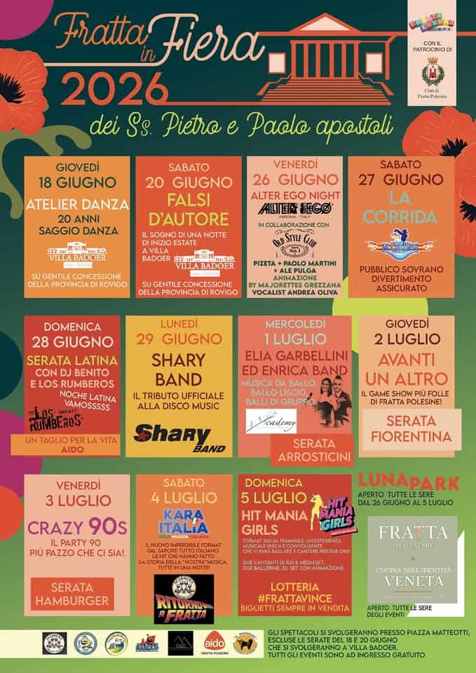 Evento Fratta in Fiera 2026 Locandina Fratta in Fiera 2026 - da venerdì 26 giugno - domenica 5 luglio 2026 ore 00:00