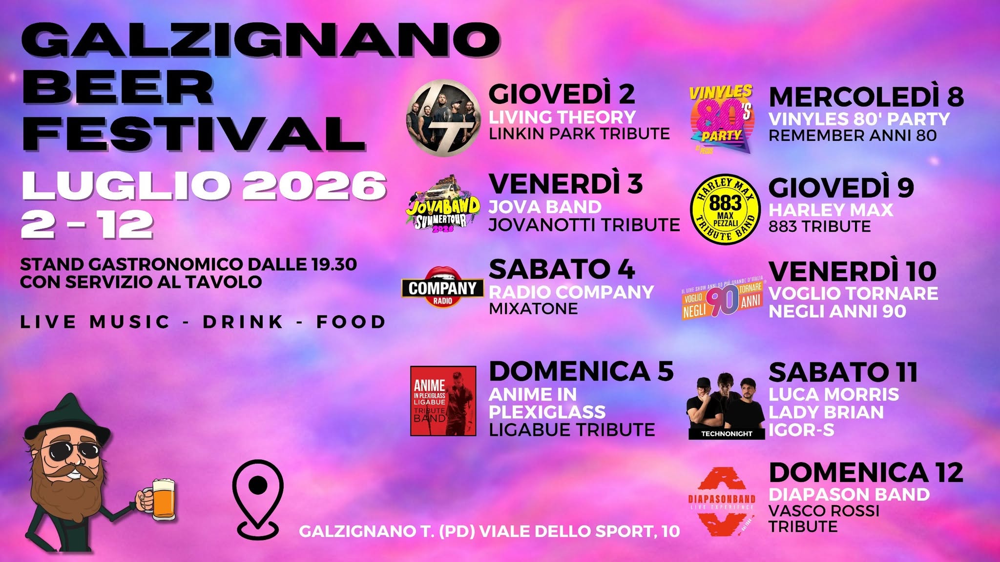 Evento Galzignano Beer Festival Locandina Galzignano Beer Festival - da giovedì 2 luglio - domenica 12 luglio 2026 ore 19:00 ore 23:45