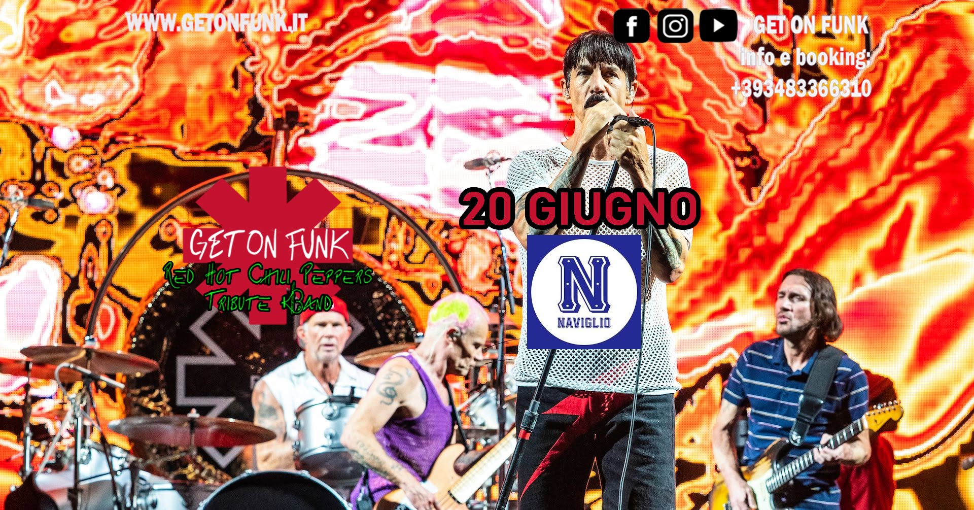 Evento Get On Funk RHCP Tribute Live – Naviglio – Padova Locandina Get On Funk RHCP Tribute Live – Naviglio – Padova - sabato 20 giugno ore 22:00 - 00:00