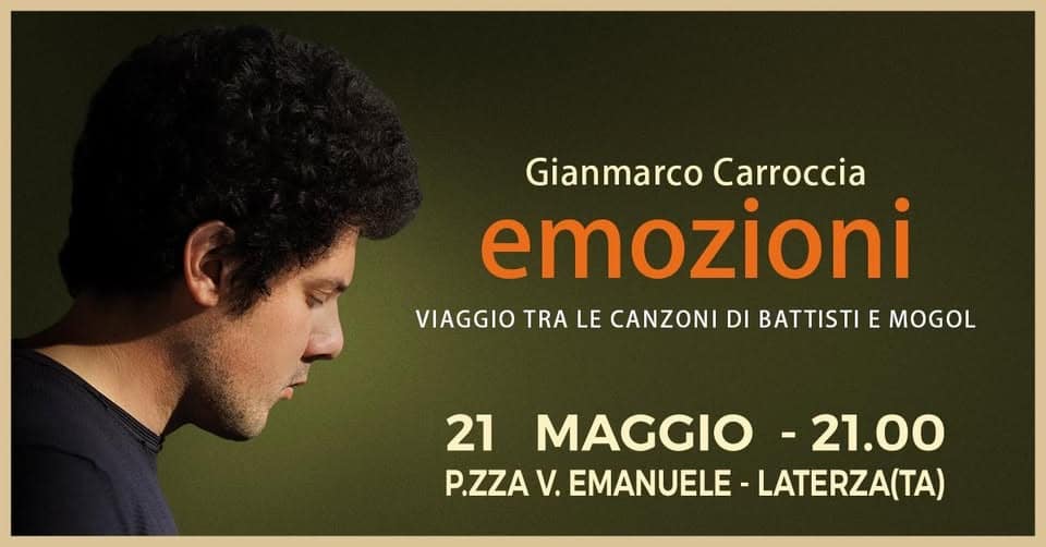 Evento Gianmarco Carroccia – EMOZIONI Locandina Gianmarco Carroccia – EMOZIONI - giovedì 21 maggio ore 21:00 - 23:00