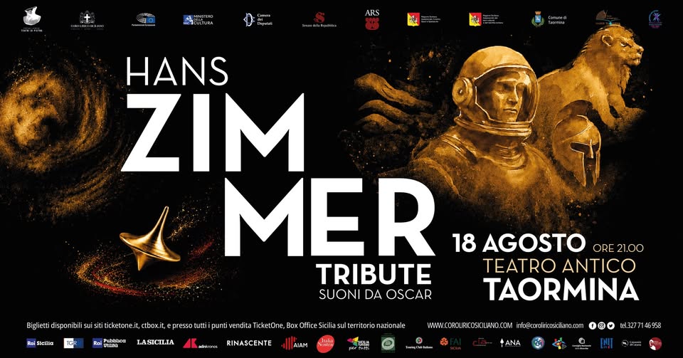 Evento Hans Zimmer Tribute – La leggenda del cinema al Teatro antico di Taormina – 18 Agosto 2026 Locandina Hans Zimmer Tribute – La leggenda del cinema al Teatro antico di Taormina – 18 Agosto 2026 - martedì 18 agosto ore 21:00 - 23:00