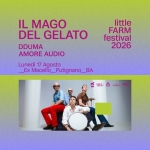 IL MAGO DEL GELATO al LITTLE FARM Festival 2026 🟩🟪 Potrebbe essere un contenuto di pop art raffigurante gelato e testo