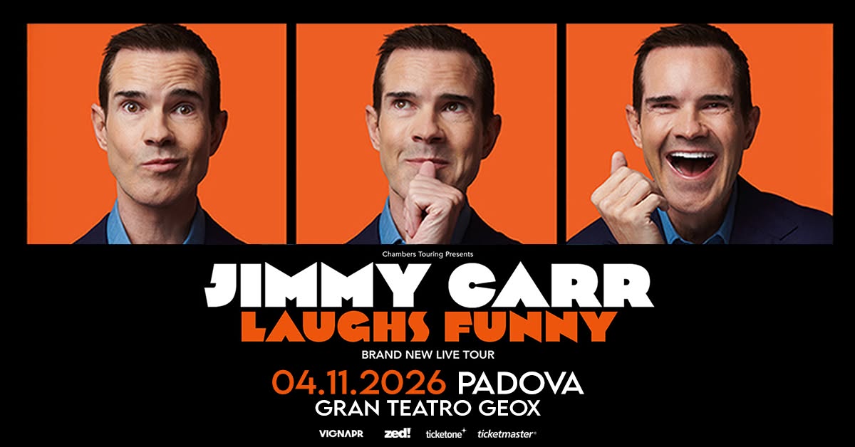 Evento Jimmy Carr Laughs Funny Padova, Gran Teatro Geox 04.11.2026 Locandina Jimmy Carr Laughs Funny Padova, Gran Teatro Geox 04.11.2026 - mercoledì 4 novembre ore 21:15 - 23:15